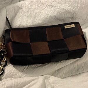 COMELY Brown and Black Woven Clutch